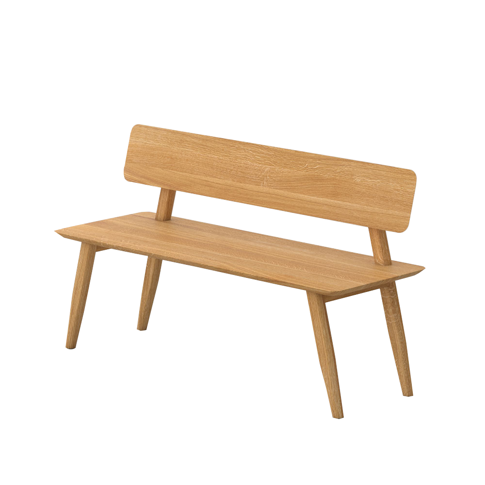 Oak bench store seat with back